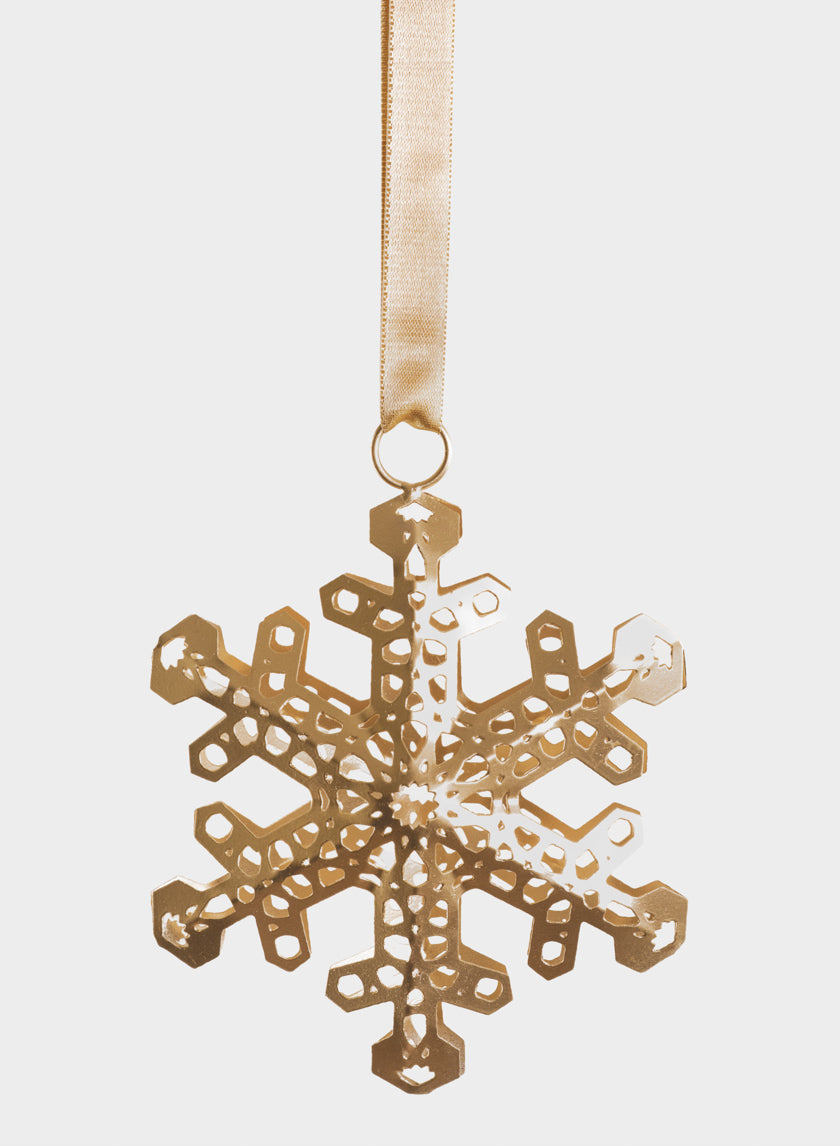6in Wide Gold Snowflake Metal Ornament Decor Jamali Garden