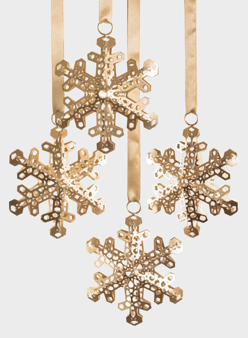 6in Wide Gold Snowflake Metal Ornament Decor Jamali Garden