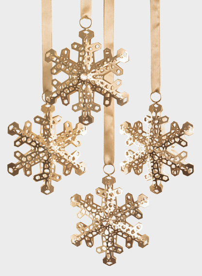 6in Wide Gold Snowflake Metal Ornament Decor Jamali Garden