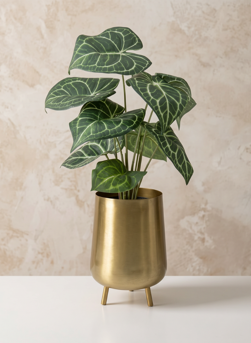 8in Tall Arash Gold Iron Mini Planter with Legs Decor Jamali Garden