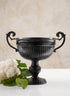 7in Tall Antique Black Lion Handle Iron Urn Decor Jamali Garden
