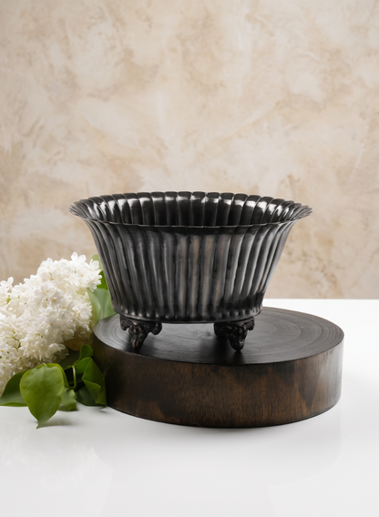 4in Tall Antique Black Oval Urn Decor Jamali Garden