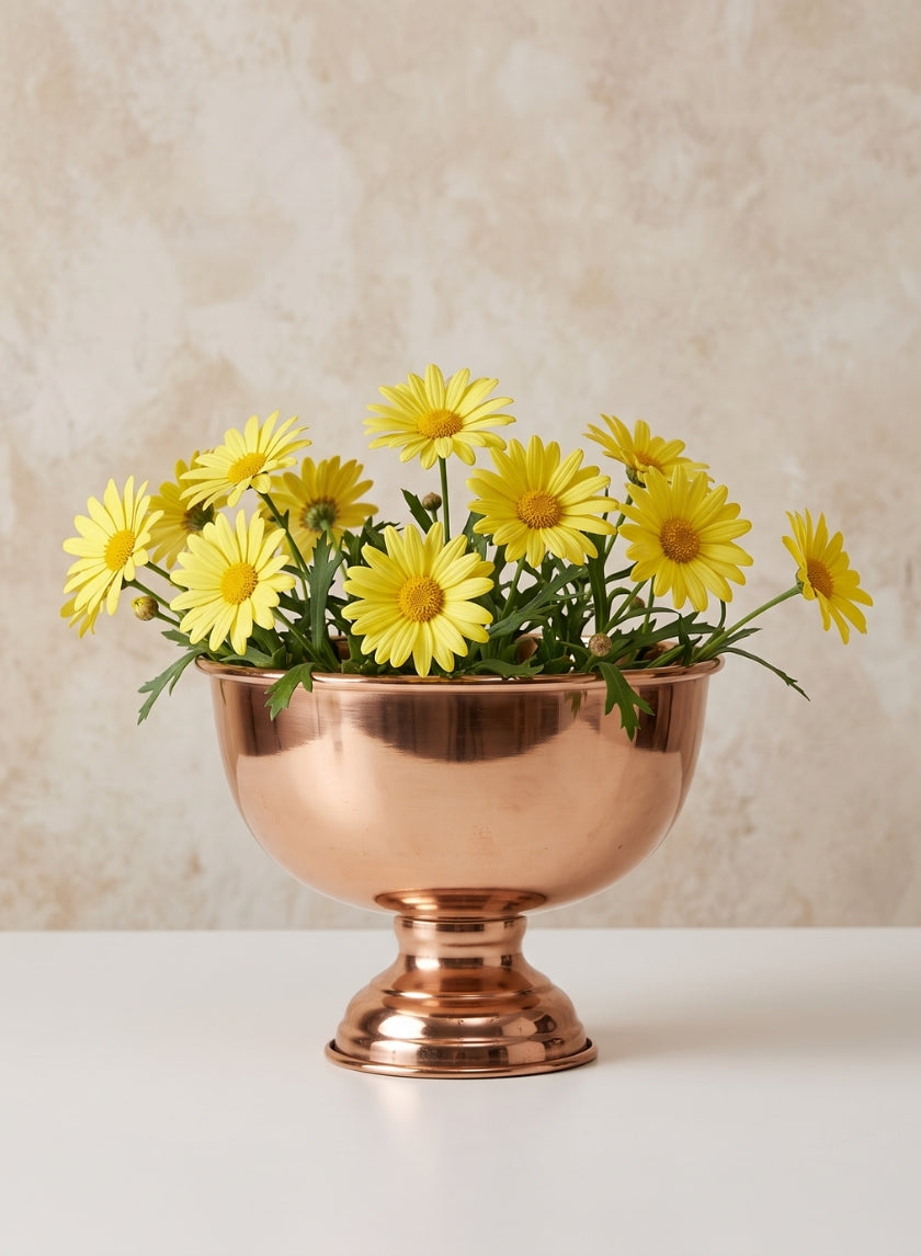 7in Wide Copper Flower Compote, Case of 12 Decor Jamali Garden