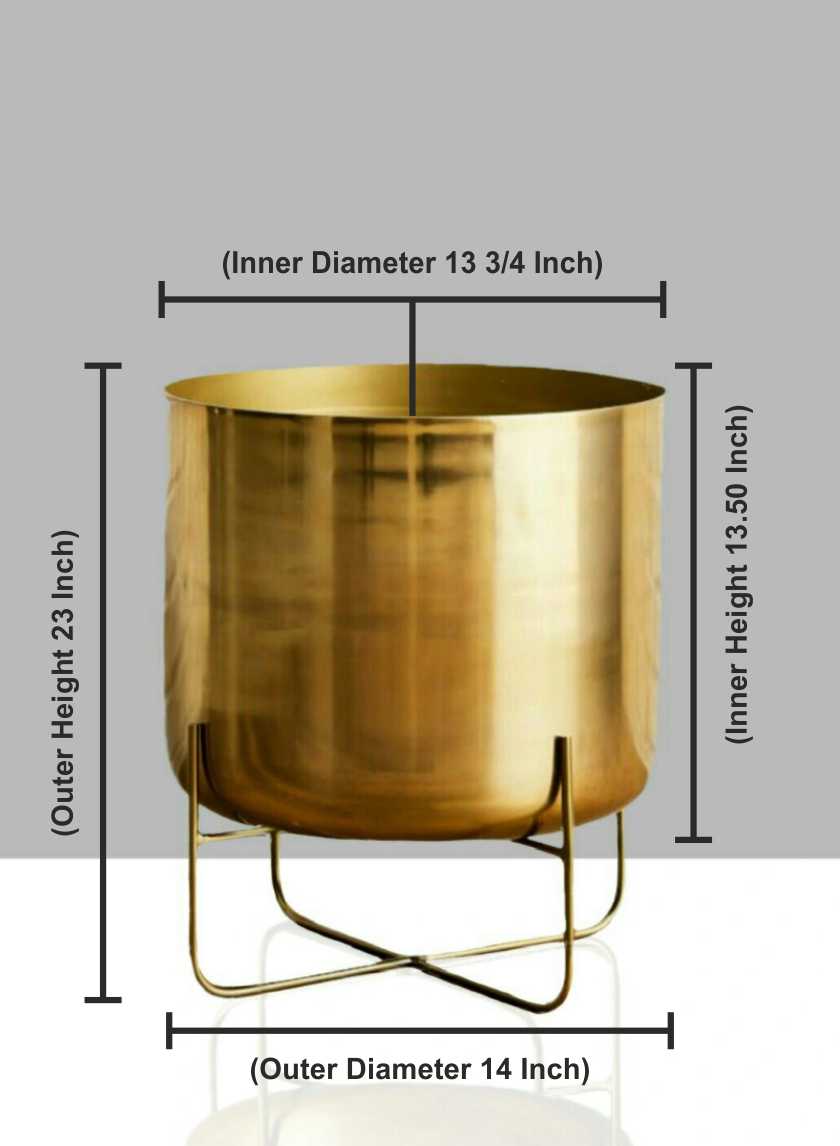 large gold indoor planter Gold Soho Planter With Stand – Jamali Garden