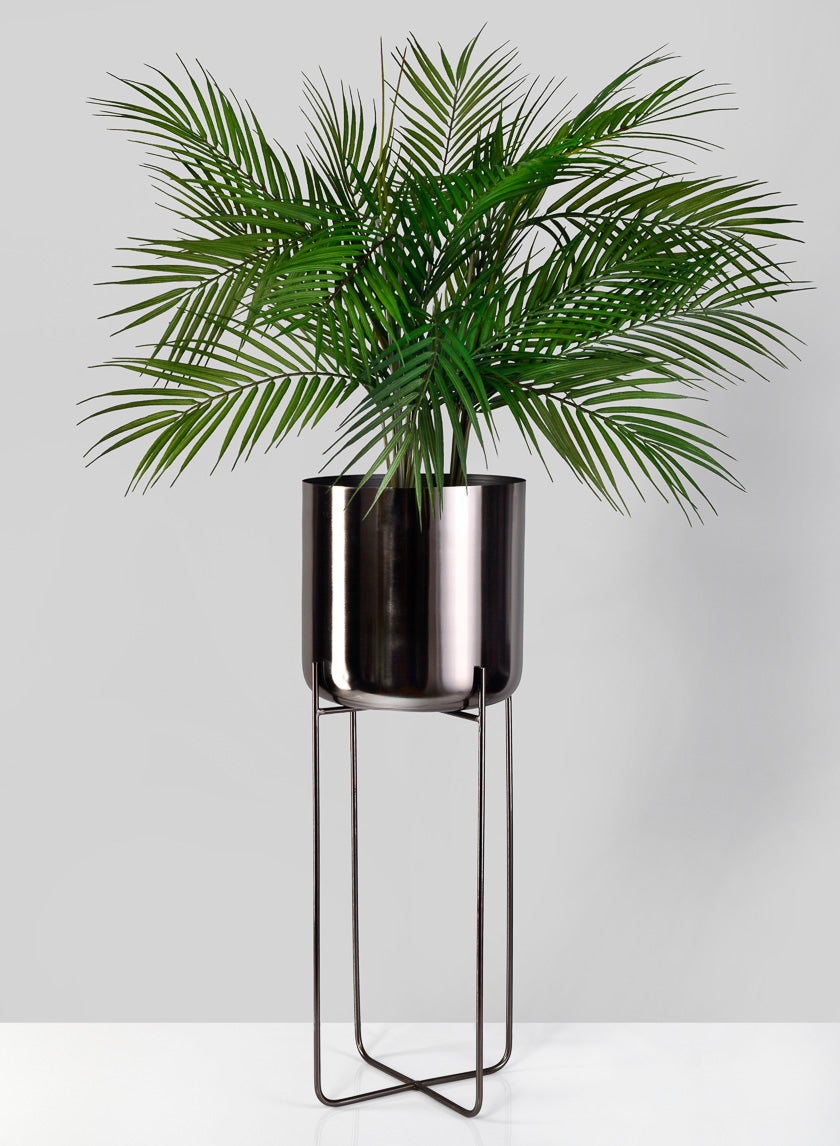 black planter pot with stand Black Nickel Soho Planters With Stand – Jamali Garden
