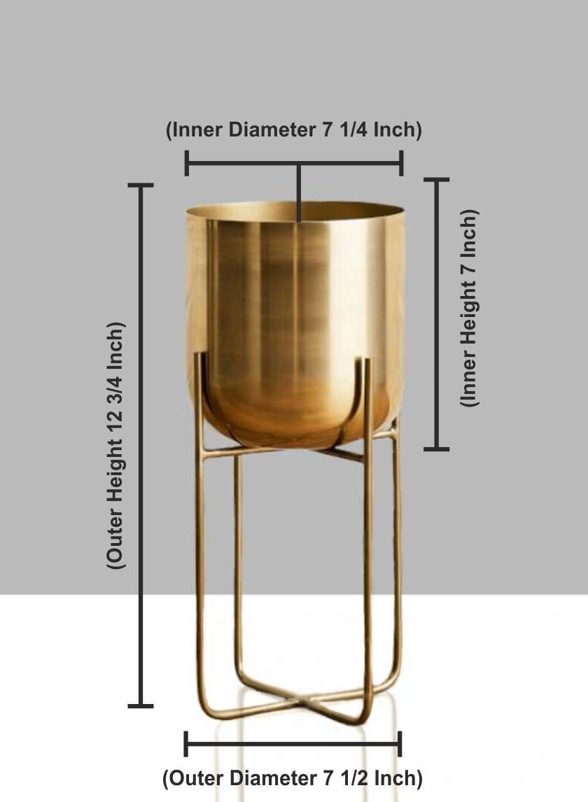 large gold metal plant pot Gold Soho Planter With Stand – Jamali Garden