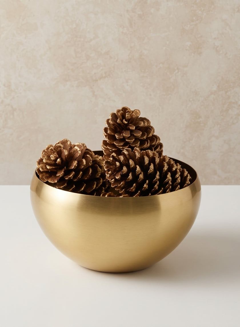 8in Wide Gold Metal Bowl Decor Jamali Garden