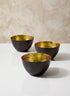 4in Wide Black & Gold Iron Bowl, Set of 3 Decor Jamali Garden