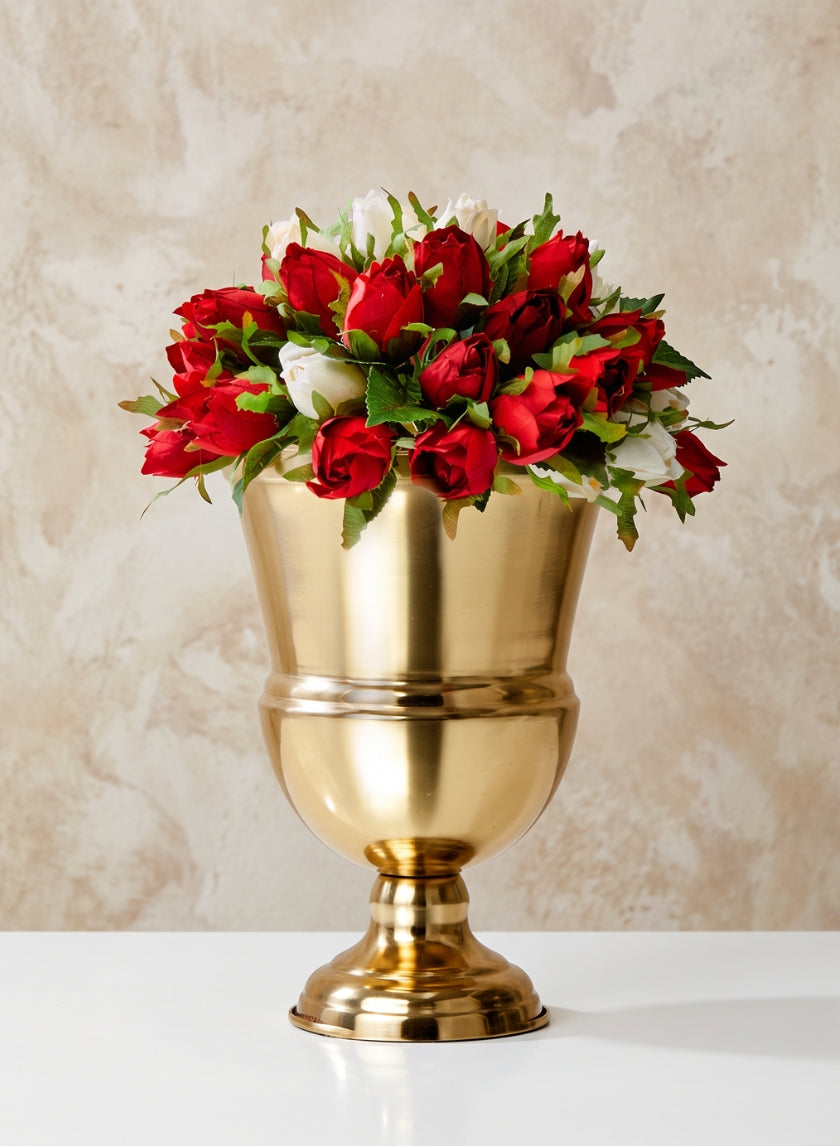 10.25in Tall Gold Urn Steel Vase Decor Jamali Garden