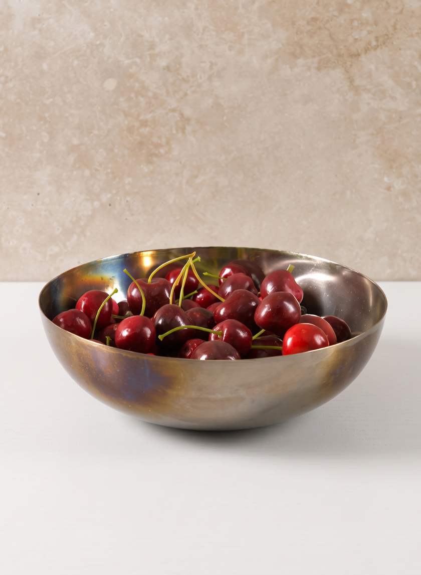8.5in Wide Oil Slick Iron Bowl Decor Jamali Garden