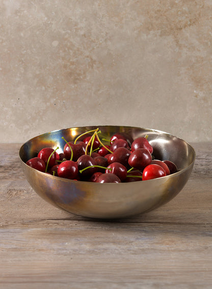 8.5in Wide Oil Slick Iron Bowl Decor Jamali Garden