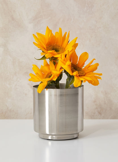 4in Tall Silver Steel Vase Decor Jamali Garden