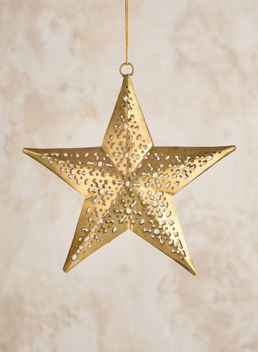 5 1/2in Wide Gold Iron Star Ornament Decor Jamali Garden