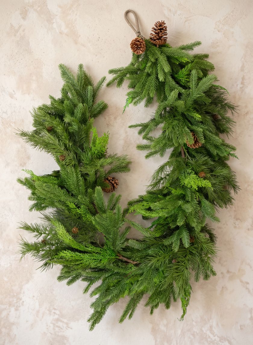 72in Long Real Touch Fir/Cedar/Cypress Cone Garland Decor Jamali Garden
