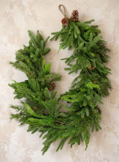 72in Long Real Touch Fir/Cedar/Cypress Cone Garland Decor Jamali Garden