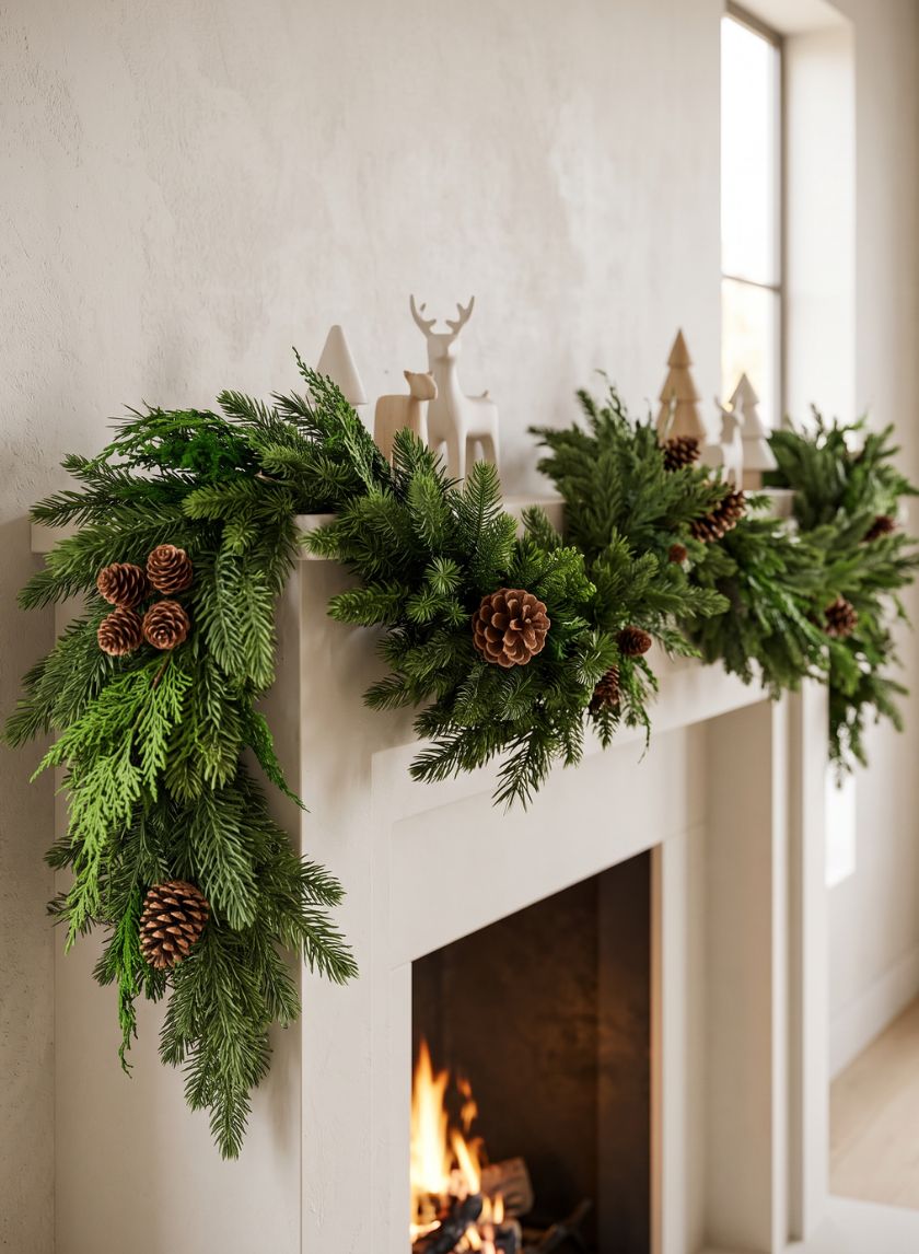 72in Long Real Touch Fir/Cedar/Cypress Cone Garland Decor Jamali Garden