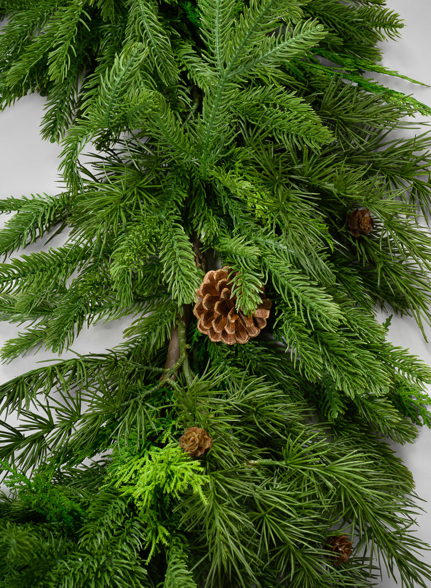 72in Long Real Touch Fir/Cedar/Cypress Cone Garland Decor Jamali Garden