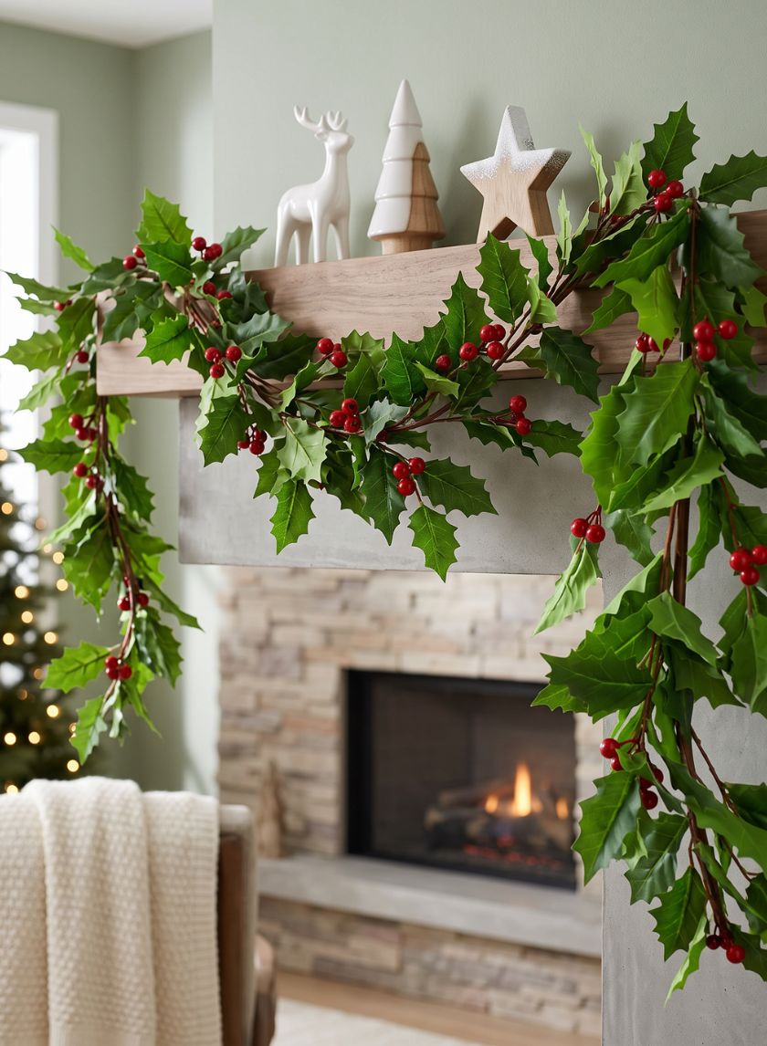 72in Long Holly Berry Garland Decor Jamali Garden