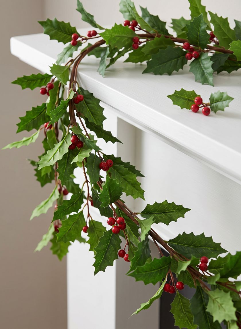 72in Long Holly Berry Garland Decor Jamali Garden