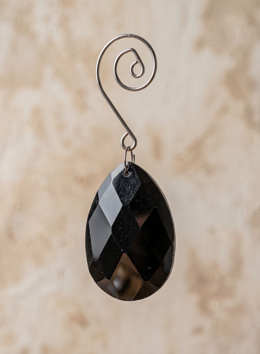 2in Long Black Crystal Teardrop Decor Jamali Garden