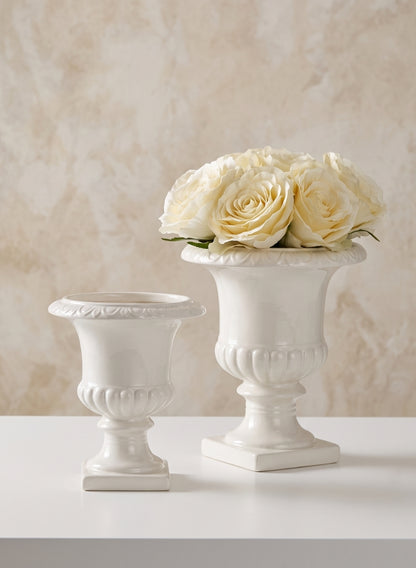 White Ceramic Urns Decor Jamali Garden