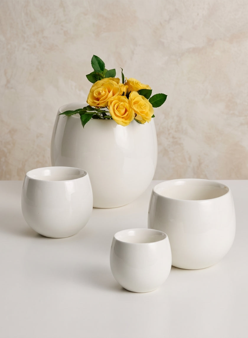Ceramic Bowl Vases, Case of 6