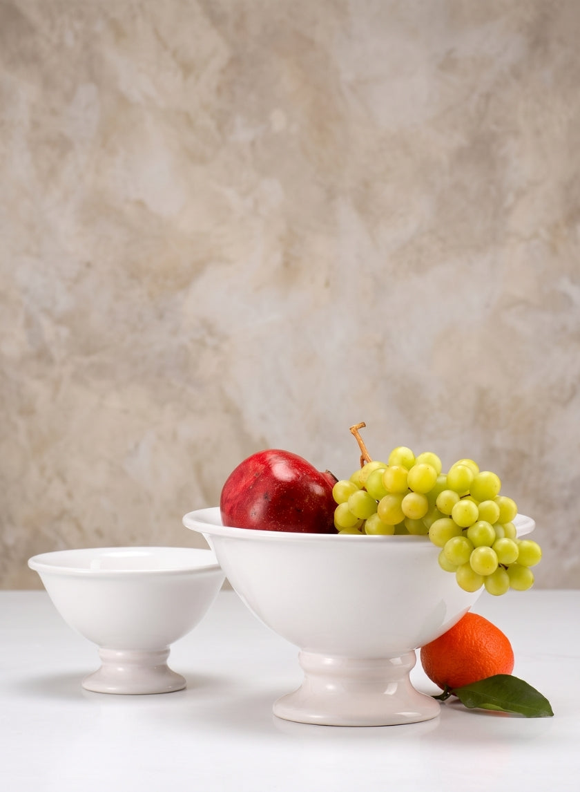 9 3/4in Wide White Porcelain Pedestal Bowl