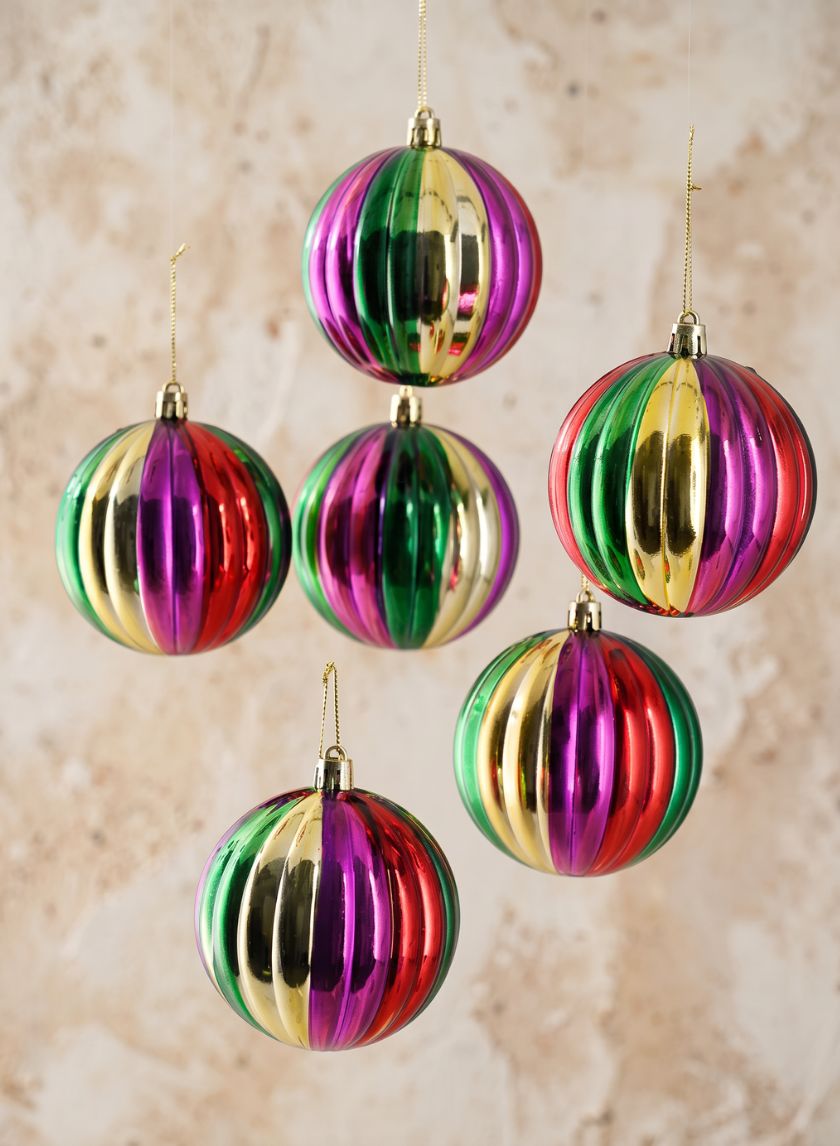 3in Round Colorful Hand-Painted Plastic Pumpkin Balls (80mm), Set of 6 Decor Jamali Garden