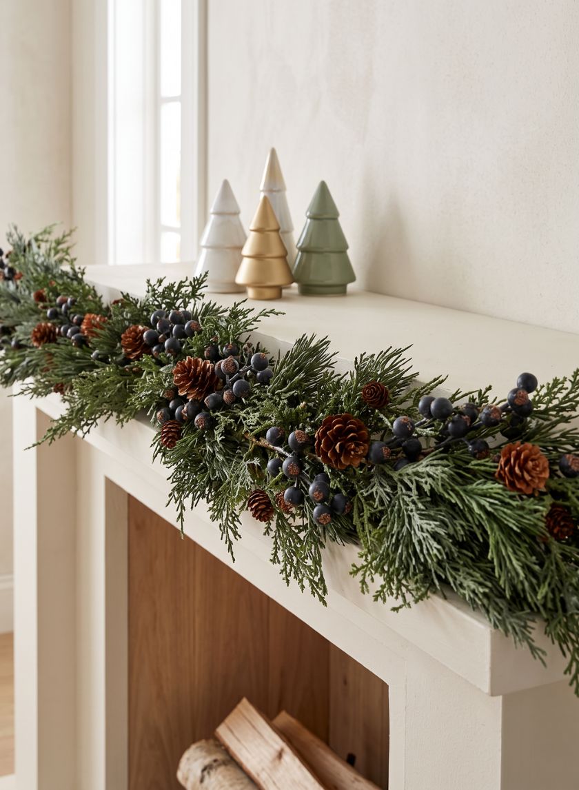 6ft Long Blueberry Cypress Garland Decor Jamali Garden