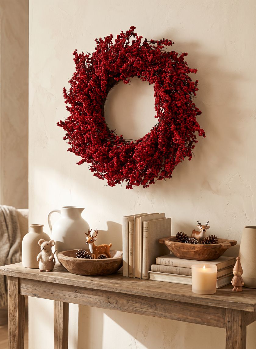 28in Wide Redberry Wreath Decor Jamali Garden