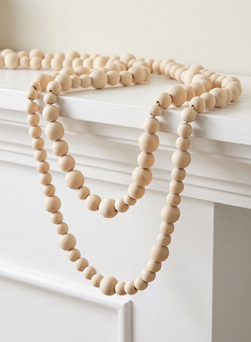 6ft Long Wood Bead Garland Decor Jamali Garden