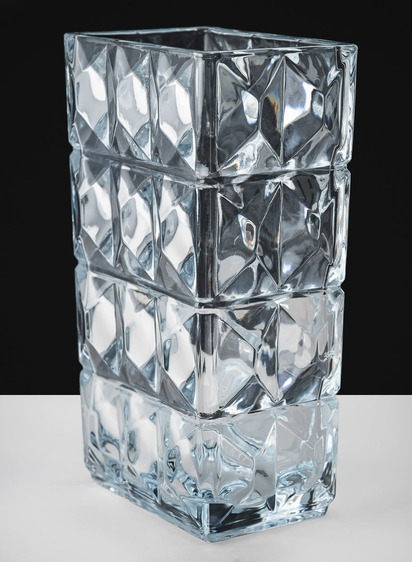 Rectangular Crystal Look Glass Vase – Jamali Garden