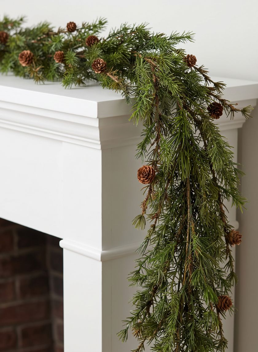 5ft Cypress Garland with Pine Cones Decor Jamali Garden