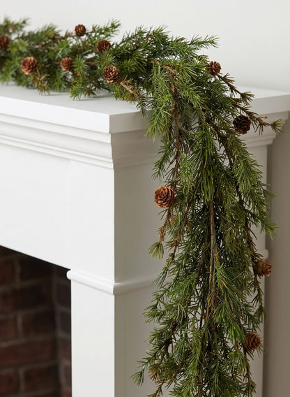 5ft Cypress Garland with Pine Cones Decor Jamali Garden