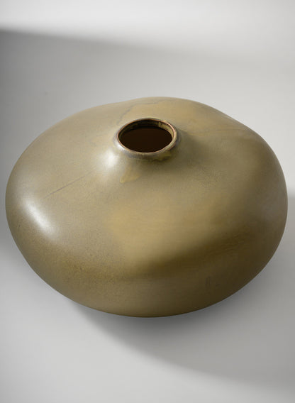 7in Wide Atelier Nature Tan Short Ceramic Vase Decor Jamali Garden