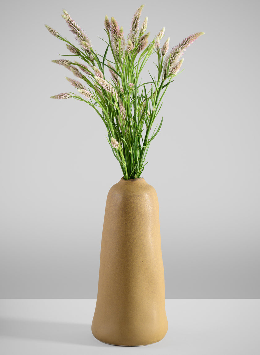 11in Tall Amund Sand Mustard Ceramic Deco Vase Decor Jamali Garden