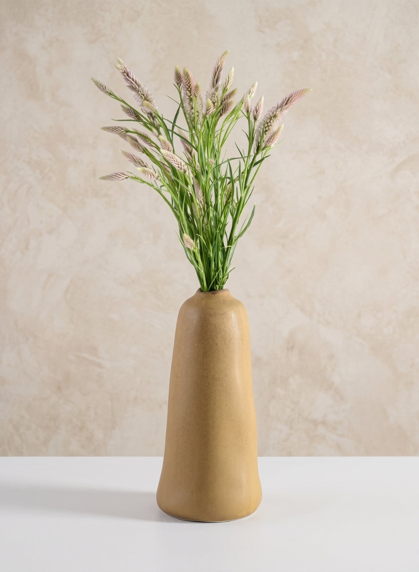 11in Tall Amund Sand Mustard Ceramic Deco Vase Decor Jamali Garden