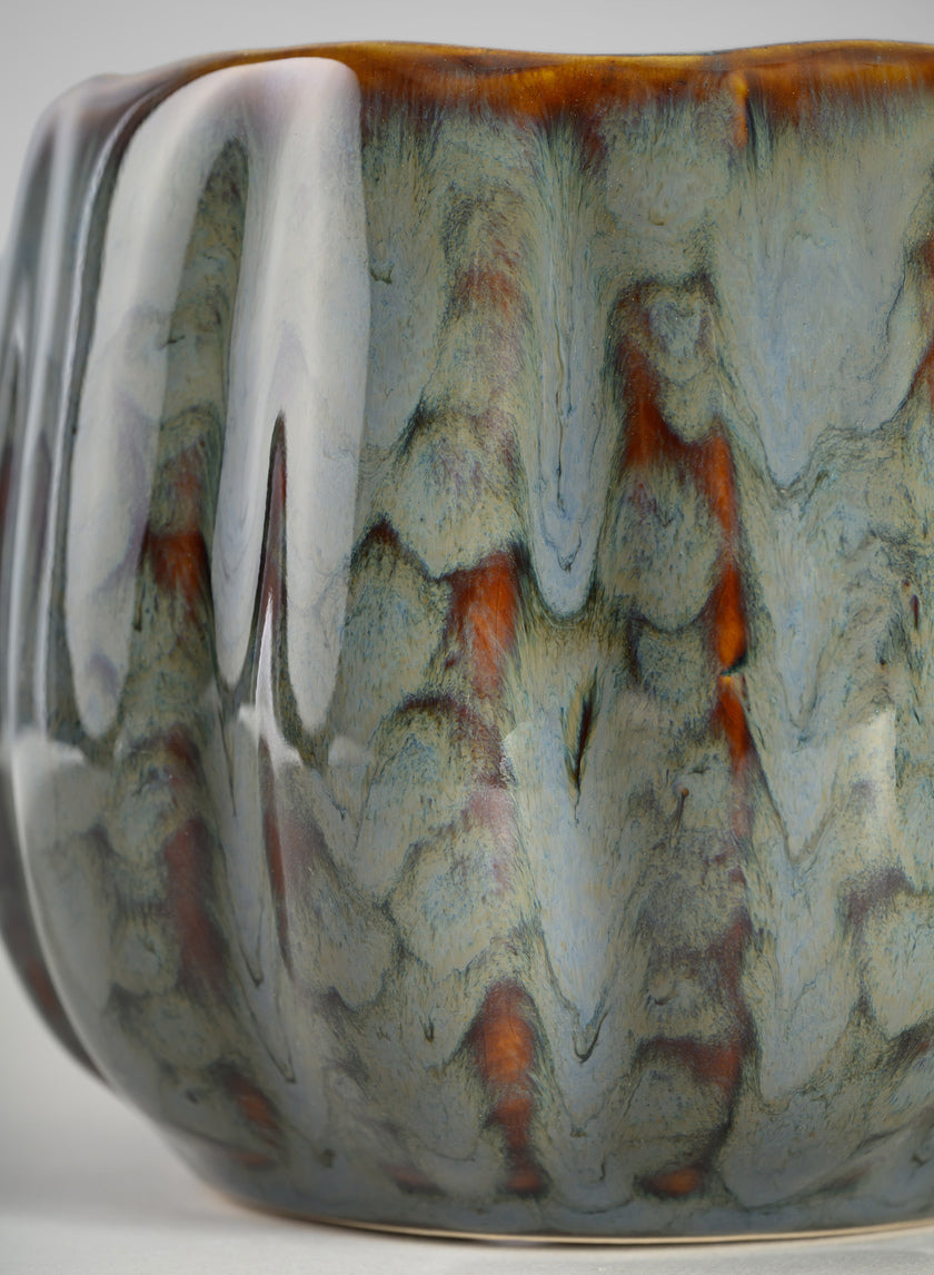 4.5in Tall Grey Glazed Leif Ceramic Cachepot Decor Jamali Garden