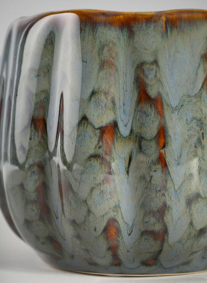 4.5in Tall Grey Glazed Leif Ceramic Cachepot Decor Jamali Garden