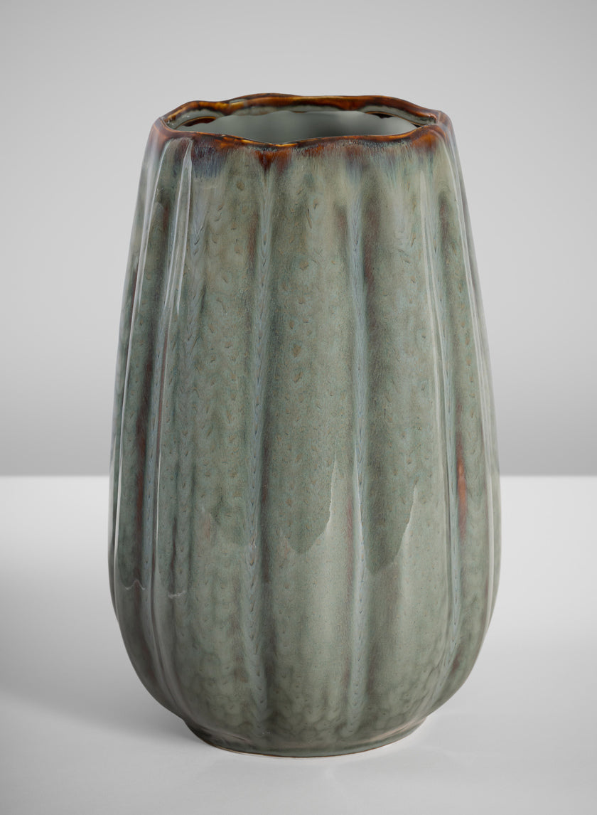 11in Tall Grey Glazed Leif Ceramic Vase Decor Jamali Garden