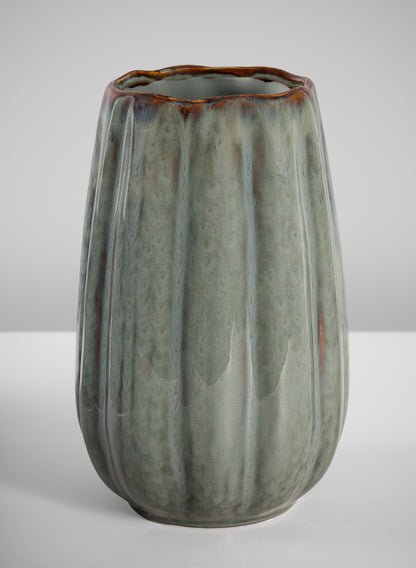 11in Tall Grey Glazed Leif Ceramic Vase Decor Jamali Garden