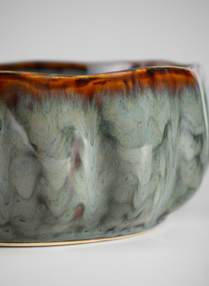 6.5in Wide Grey Glazed Leif Ceramic Bowl Decor Jamali Garden