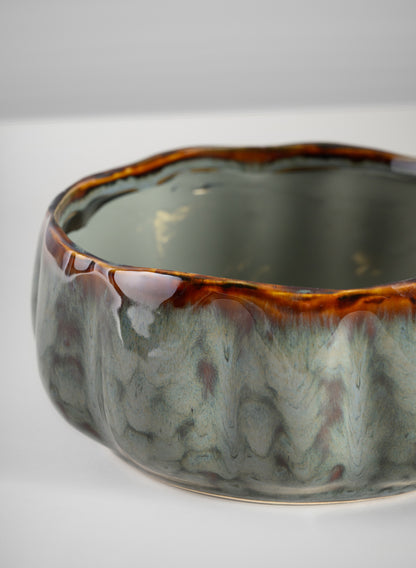 6.5in Wide Grey Glazed Leif Ceramic Bowl Decor Jamali Garden