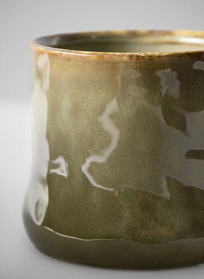 4.5in Tall Kolso Vintage Green Ceramic Cachepot Decor Jamali Garden