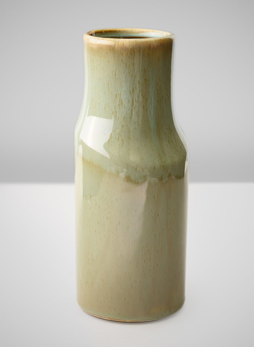 8in Tall Green Glaze Annika Ceramic Cylinder Decor Jamali Garden