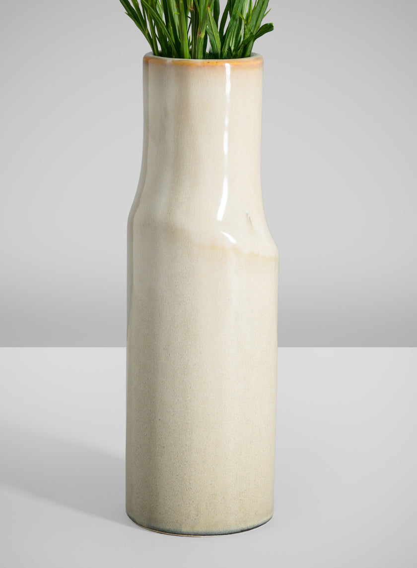 11in Tall Annika Cream Ceramic Cylinder Decor Jamali Garden