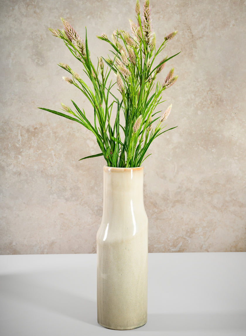 11in Tall Annika Cream Ceramic Cylinder Decor Jamali Garden