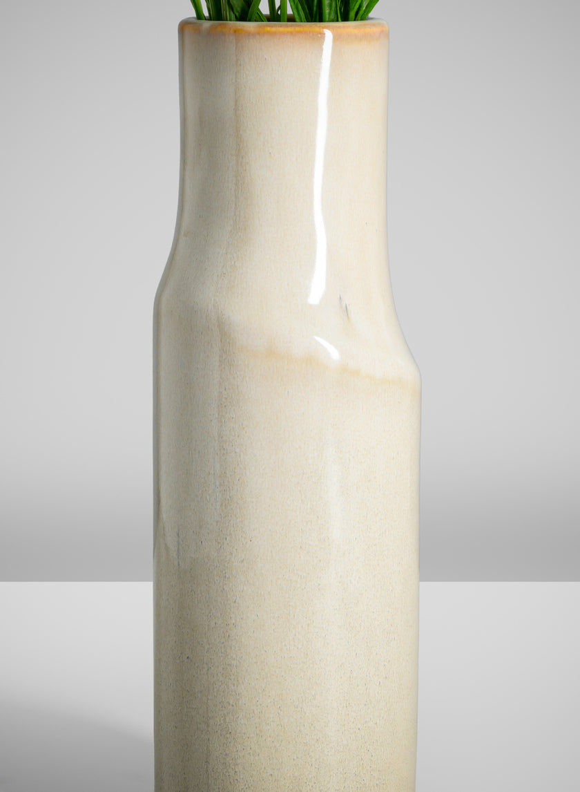 11in Tall Annika Cream Ceramic Cylinder Decor Jamali Garden