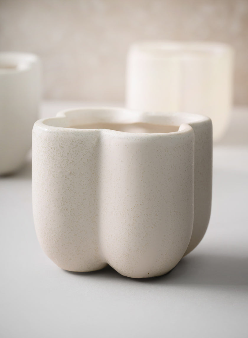 3.25in Tall Sand White Freya Ceramic Cachepot, Set of 4 Decor Jamali Garden