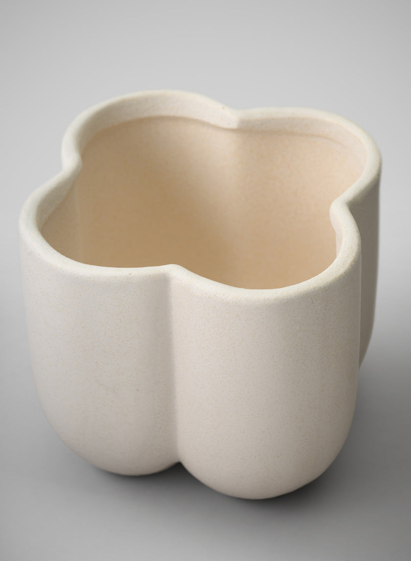 5in Tall Sand White Freya Ceramic Cachepot Decor Jamali Garden